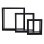 Set of 3 Cubbi Floating Wall Shelves Black: Wood Composite, Space-Saving, Various Sizes
