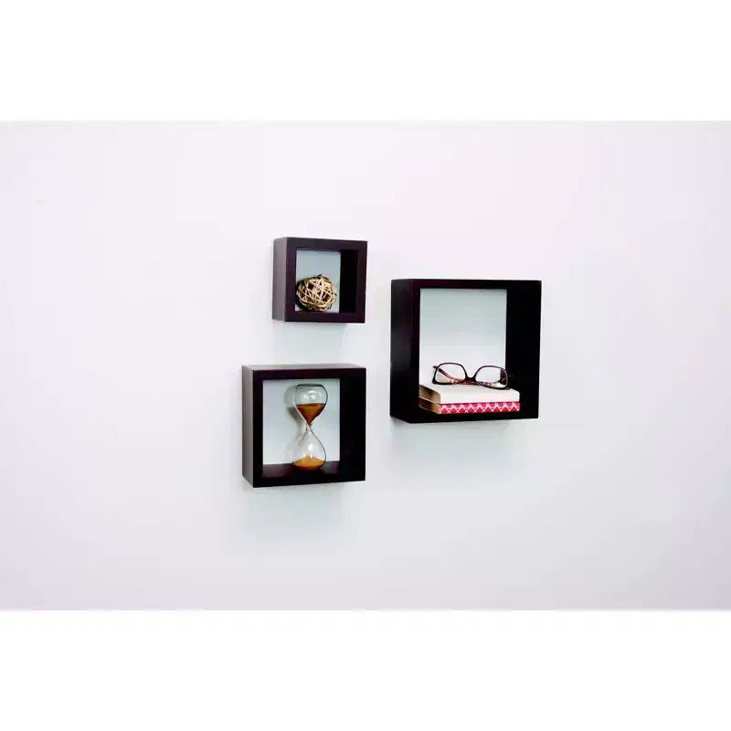 Lot de 3 étagères murales flottantes Cubbi, couleur espresso