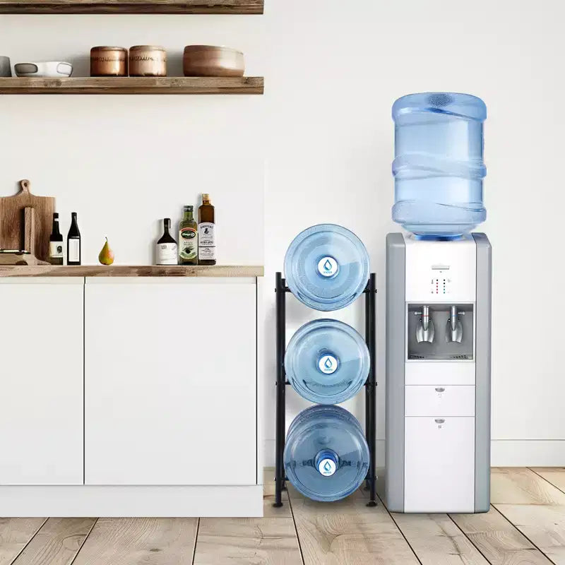 VEVOR Support de Bouteille d'Eau à 3 Niveaux, Support de Bouteille d'Eau de 19 Litres, Support de Bouteille d'Eau à Rangée Unique pour 3 Bouteilles, Support de Bouteille d'Eau Robuste