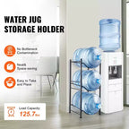 VEVOR Support de Bouteille d'Eau à 3 Niveaux, Support de Bouteille d'Eau de 19 Litres, Support de Bouteille d'Eau à Rangée Unique pour 3 Bouteilles, Support de Bouteille d'Eau Robuste