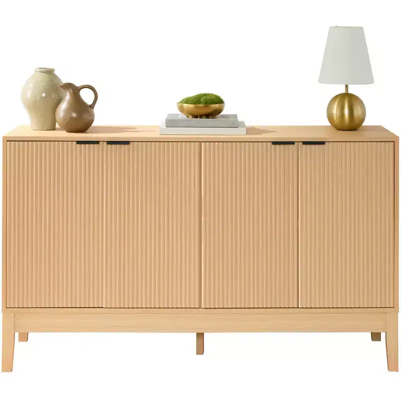 Meuble de rangement 4 portes cannelées Best Choice Products avec portes à fermeture amortie, meuble d'appoint polyvalent