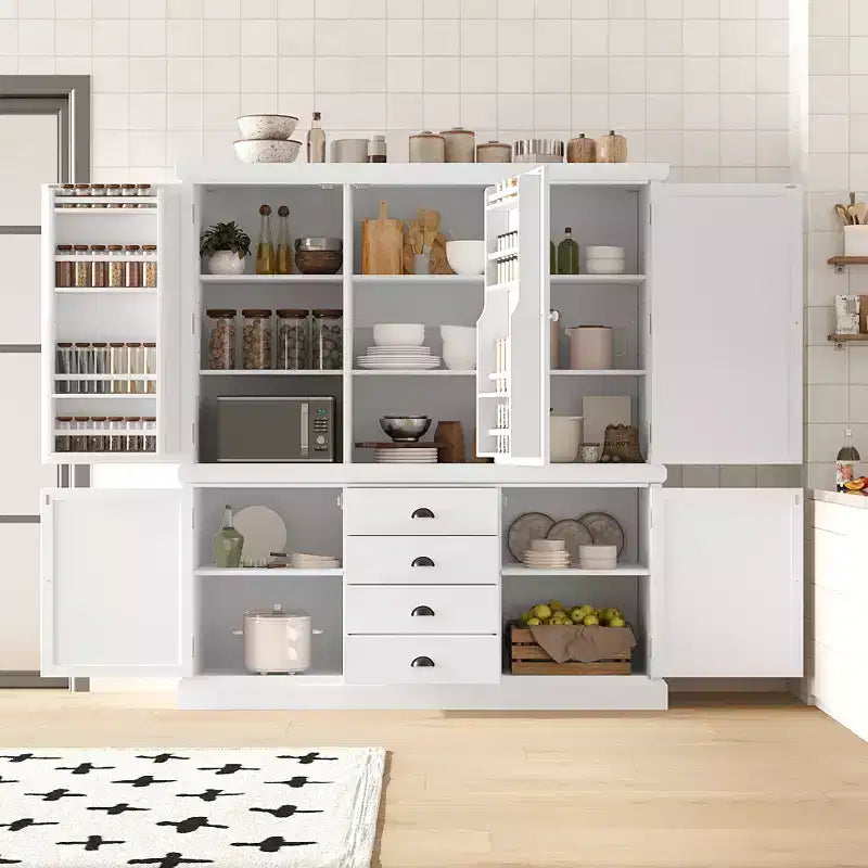 Whisen Meuble de Cuisine Autoportant en Bois de 185 cm avec Tiroirs et Étagères Réglables pour Rangement et Organisation dans la Salle à Manger ou la Cuisine