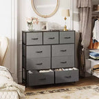 Commode GALAXHERO à 9 tiroirs en tissu pour chambre, couloir, placard avec bacs en tissu, cadre en acier, dessus en bois, poignée facile à tirer