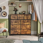 Commode GALAXHERO à 9 tiroirs en tissu pour chambre, couloir, placard avec bacs en tissu, cadre en acier, dessus en bois, poignée facile à tirer