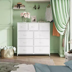 Commode GALAXHERO à 9 tiroirs en tissu pour chambre, couloir, placard avec bacs en tissu, cadre en acier, dessus en bois, poignée facile à tirer