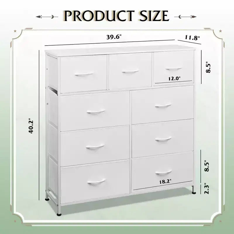 Commode GALAXHERO à 9 tiroirs en tissu pour chambre, couloir, placard avec bacs en tissu, cadre en acier, dessus en bois, poignée facile à tirer