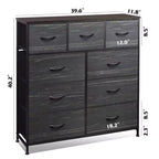 Commode GALAXHERO à 9 tiroirs en tissu pour chambre, couloir, placard avec bacs en tissu, cadre en acier, dessus en bois, poignée facile à tirer
