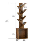 Hyleory Étagère en Bois en Forme d'Arbre de 133 cm avec Meuble de Rangement, Bibliothèque Autonome à 6 Niveaux pour CD/Films/Livres