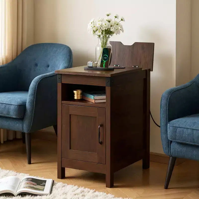 DEXYLLO Table d'appoint de ferme pour salon, table de chevet avec station de recharge