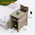 DEXYLLO Table d'appoint de ferme pour salon, table de chevet avec station de recharge