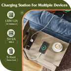 DEXYLLO Table d'appoint de ferme pour salon, table de chevet avec station de recharge