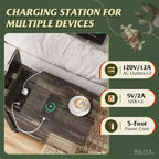 DEXYLLO Table d'appoint de ferme pour salon, table de chevet avec station de recharge