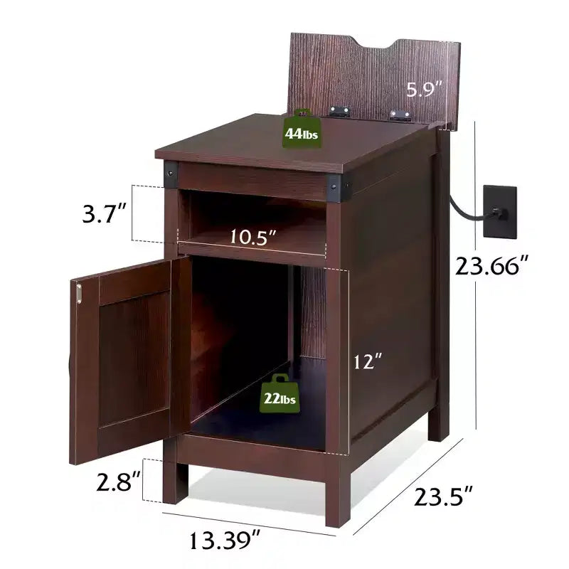 DEXYLLO Table d'appoint de ferme pour salon, table de chevet avec station de recharge