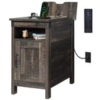 DEXYLLO Farmhouse End Table for Living Room Nightstand with Charging Station