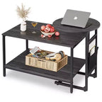 DEXYLLO Coffee Table, 31.3 and 18.7 Small Coffee Tables , Modern Center Table and Side Table Set with Storage Side Pouch