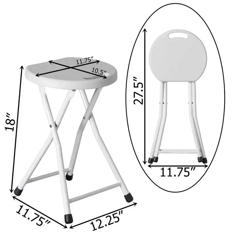 Tabouret pliant portable Basicwise de 45,7 cm avec poignée, chaise compacte avec pieds antidérapants et pieds en métal pour une utilisation intérieure et extérieure
