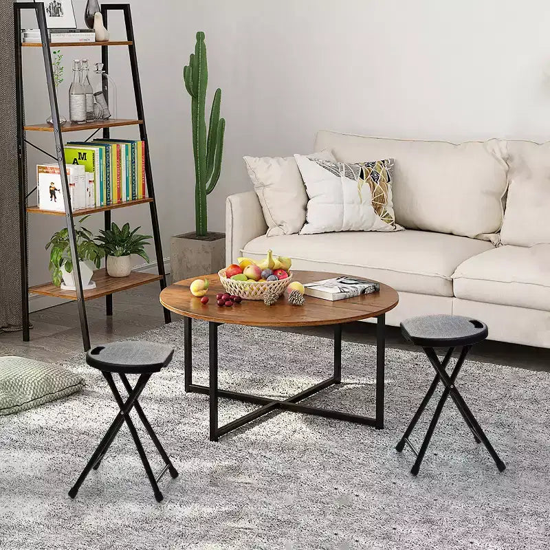 Tabouret pliant portable Basicwise de 45,7 cm avec poignée, chaise compacte avec pieds antidérapants et pieds en métal pour une utilisation intérieure et extérieure