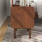 Ensemble de 2 meubles de chambre Roundhill Furniture Wyller, lit plateforme avec table de chevet, noyer naturel, grand lit