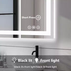 Miroir de salle de bain intelligent 28x36 pouces, miroir de courtoisie à cadre en aluminium avec dégivreur, blanc