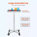 Support de plateau VEVOR Mayo, plateau Mayo en acier inoxydable, capacité de charge jusqu'à 15,9 kg, hauteur réglable de 64 à 101 cm, plateau médical sur roulettes avec plateau amovible