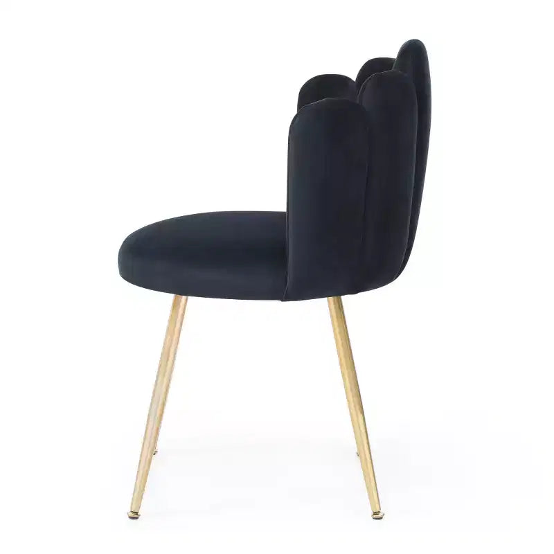 Bestier Lot de 2 chaises de salle à manger modernes en velours avec pieds en métal doré pour salle à manger, cuisine, coiffeuse, salon - Noir