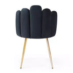 Bestier Lot de 2 chaises de salle à manger modernes en velours avec pieds en métal doré pour salle à manger, cuisine, coiffeuse, salon - Noir