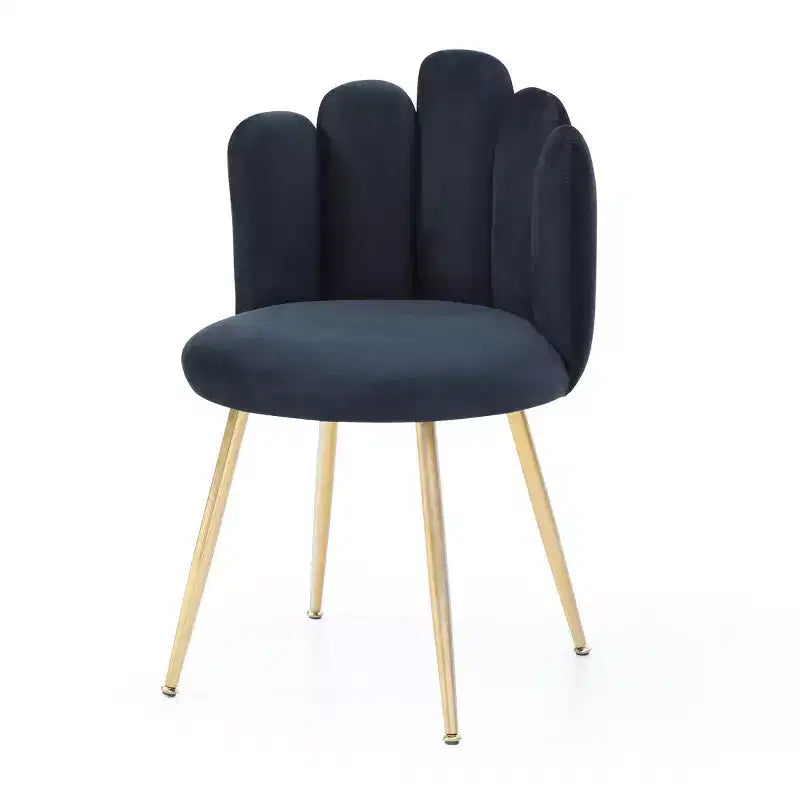Bestier Lot de 2 chaises de salle à manger modernes en velours avec pieds en métal doré pour salle à manger, cuisine, coiffeuse, salon - Noir