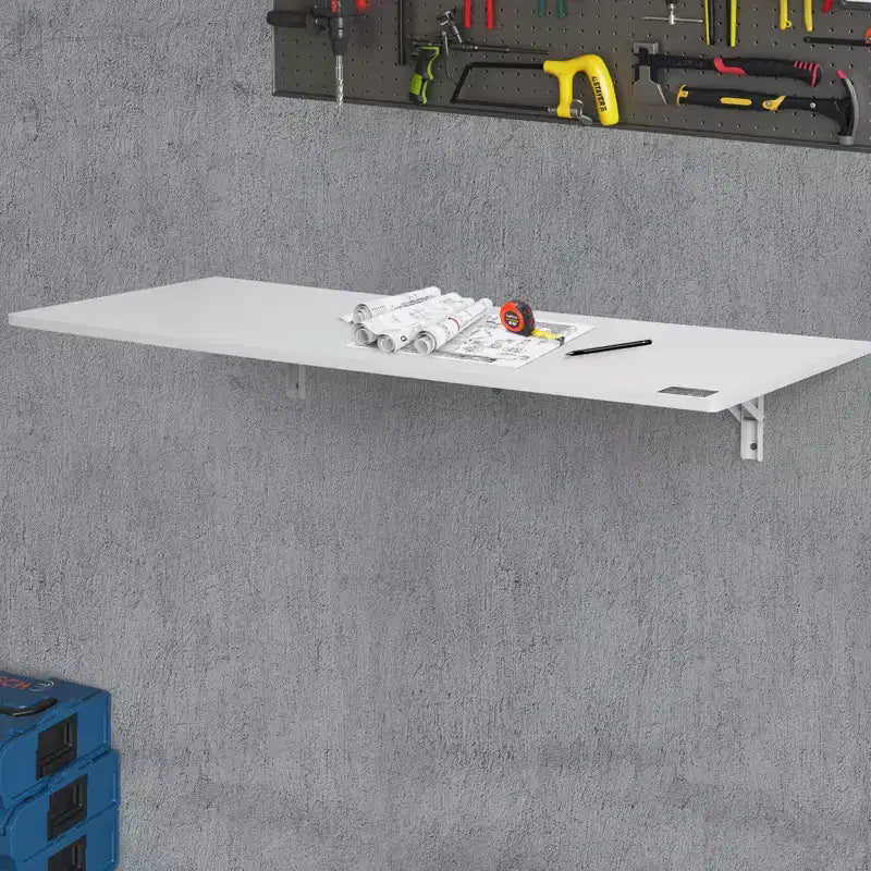 Table pliante murale VEVOR, table rabattable murale 110 x 46 cm, bureau flottant avec support en fer, bureau pliant