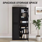 Buffet en bois grainé noir 72x31x16, organisateur de rangement avec étagères réglables et portes en rotin pour cuisine, chambre, entrée, salon