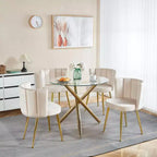 Chaise d'appoint moderne Okak, avec pieds en tube de fer doré, dossier confortable en velours, lot de 2