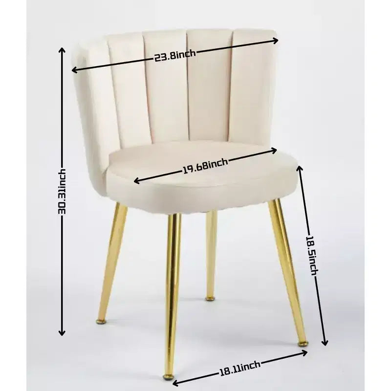 Chaise d'appoint moderne Okak, avec pieds en tube de fer doré, dossier confortable en velours, lot de 2