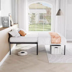Cadre de lit MAYEERTY en bois sans ressorts, design minimaliste avec montage facile et grand espace de rangement sous le lit