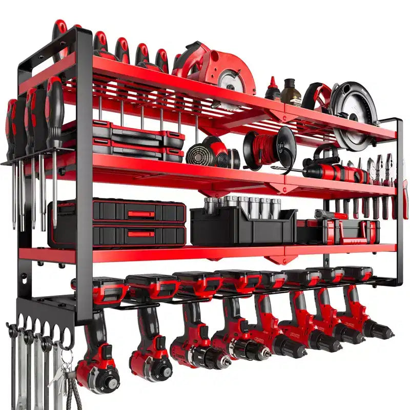 Organisateur d'outils électriques à 4 niveaux Hausource avec 8 supports de perceuse, étagère de rangement pour outils, cadeau pour hommes
