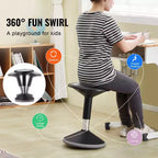 Chaise Oscillante VEVOR, Hauteur Réglable (15.7-21.7), Chaise Active, Tabouret Oscillante Flexible en PVC+ABS Améliore la Concentration, Âge 12-18 Ans, Noir