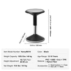 Chaise Oscillante VEVOR, Hauteur Réglable (15.7-21.7), Chaise Active, Tabouret Oscillante Flexible en PVC+ABS Améliore la Concentration, Âge 12-18 Ans, Noir