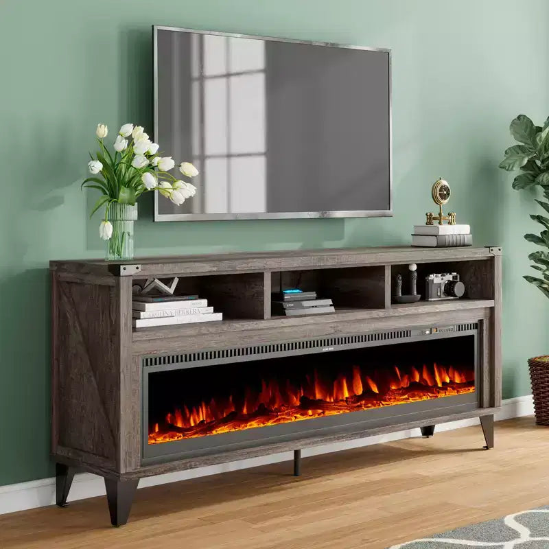 Meuble TV Amerlife 65 avec foyer électrique en verre 60