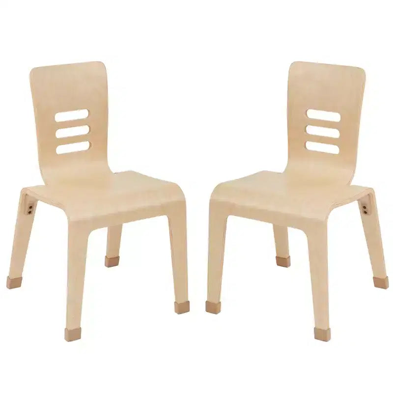 ECR4Kids Chaise empilable en bois courbé, hauteur d'assise 40,64 cm, meuble Montessori, lot de 2