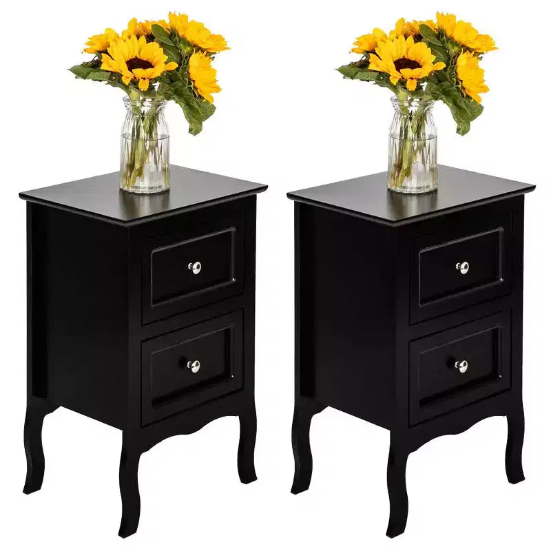 Karl Home 15.75in. W Country Style Two-Drawer Nightstand- Set of 2