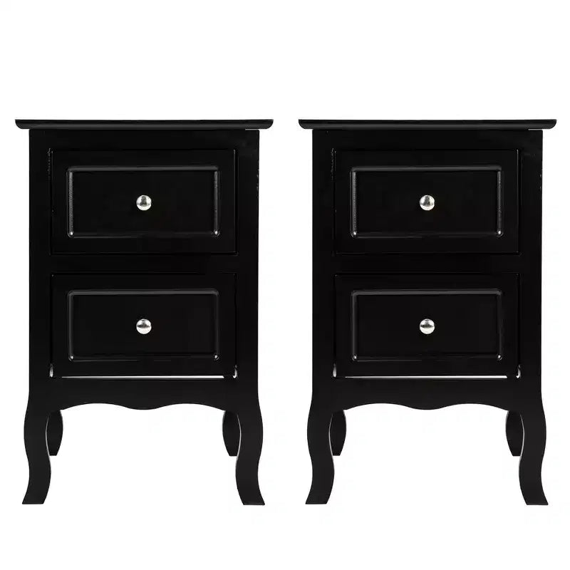 Table de nuit à deux tiroirs de style campagnard Karl Home, 40 cm de large - Ensemble de 2