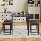 Ensemble Table et Chaises de Cuisine VECELO pour 4, Ensemble Salle à Manger avec Chaises/Tabourets en PU, Cadre Robuste pour Petits Espaces, Marron/Noir