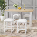 Ensemble Table et Chaises de Cuisine VECELO pour 4, Ensemble Salle à Manger avec Chaises/Tabourets en PU, Cadre Robuste pour Petits Espaces, Marron/Noir
