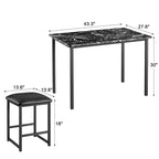 Ensemble Table et Chaises de Cuisine VECELO pour 4, Ensemble Salle à Manger avec Chaises/Tabourets en PU, Cadre Robuste pour Petits Espaces, Marron/Noir
