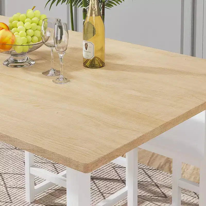 Ensemble Table et Chaises de Cuisine VECELO pour 4, Ensemble Salle à Manger avec Chaises/Tabourets en PU, Cadre Robuste pour Petits Espaces, Marron/Noir