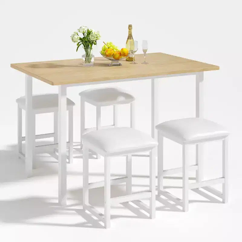Ensemble Table et Chaises de Cuisine VECELO pour 4, Ensemble Salle à Manger avec Chaises/Tabourets en PU, Cadre Robuste pour Petits Espaces, Marron/Noir