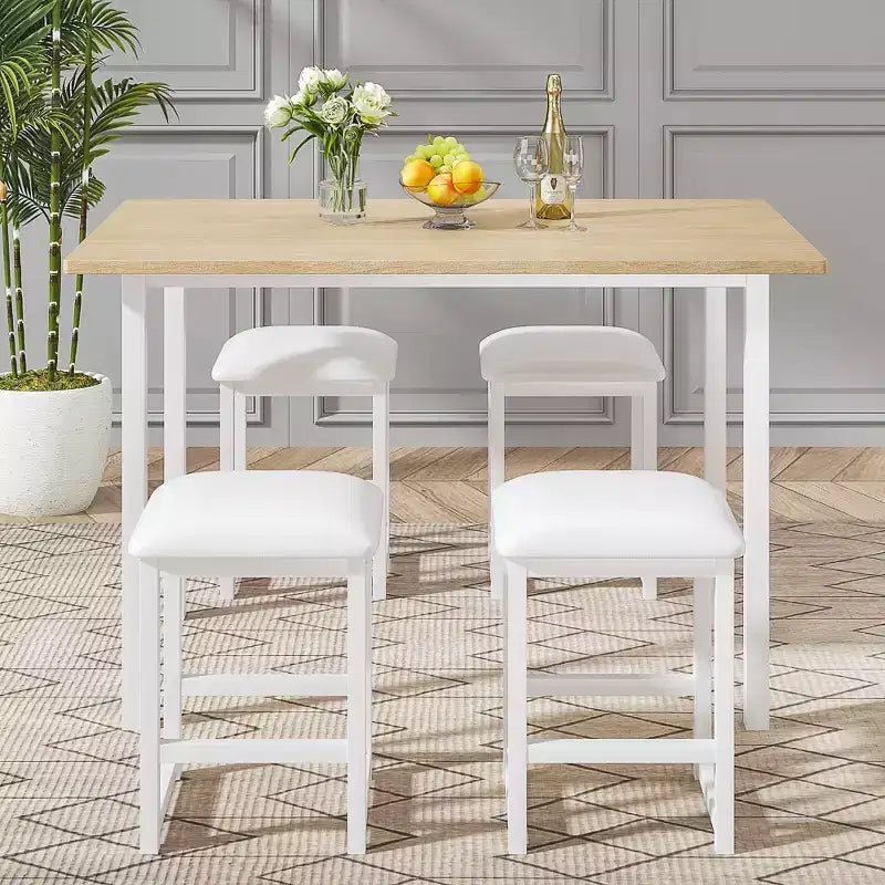 Ensemble Table et Chaises de Cuisine VECELO pour 4, Ensemble Salle à Manger avec Chaises/Tabourets en PU, Cadre Robuste pour Petits Espaces, Marron/Noir
