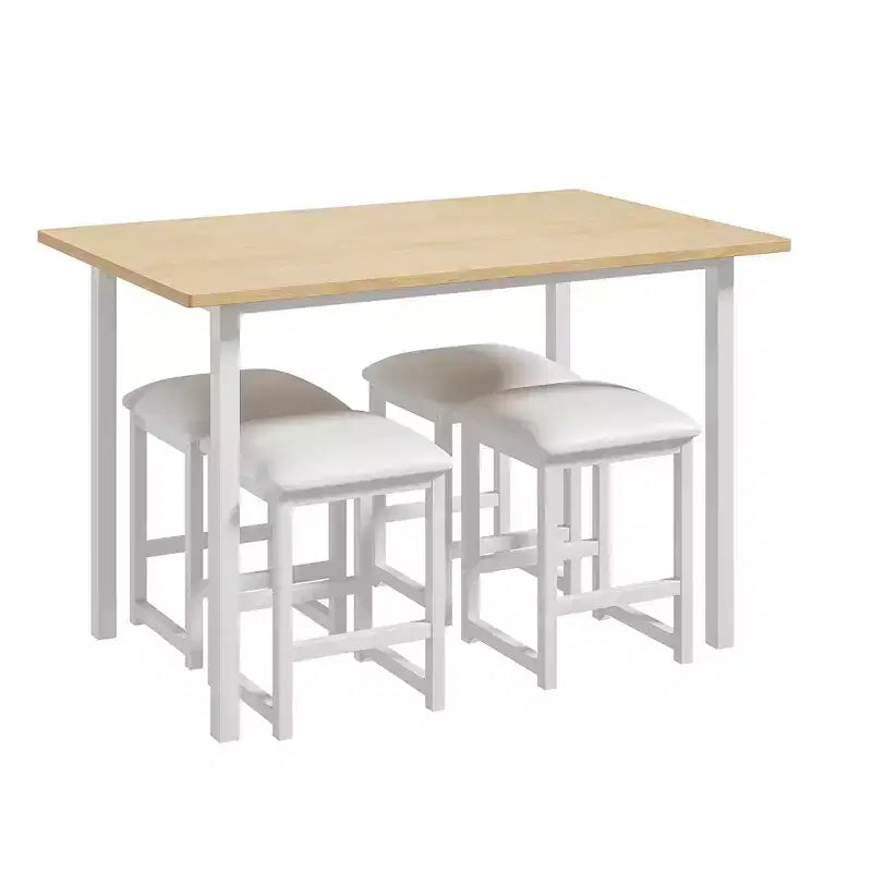 Ensemble Table et Chaises de Cuisine VECELO pour 4, Ensemble Salle à Manger avec Chaises/Tabourets en PU, Cadre Robuste pour Petits Espaces, Marron/Noir