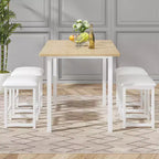 Ensemble Table et Chaises de Cuisine VECELO pour 4, Ensemble Salle à Manger avec Chaises/Tabourets en PU, Cadre Robuste pour Petits Espaces, Marron/Noir