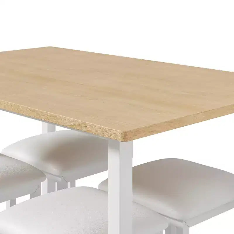 Ensemble Table et Chaises de Cuisine VECELO pour 4, Ensemble Salle à Manger avec Chaises/Tabourets en PU, Cadre Robuste pour Petits Espaces, Marron/Noir
