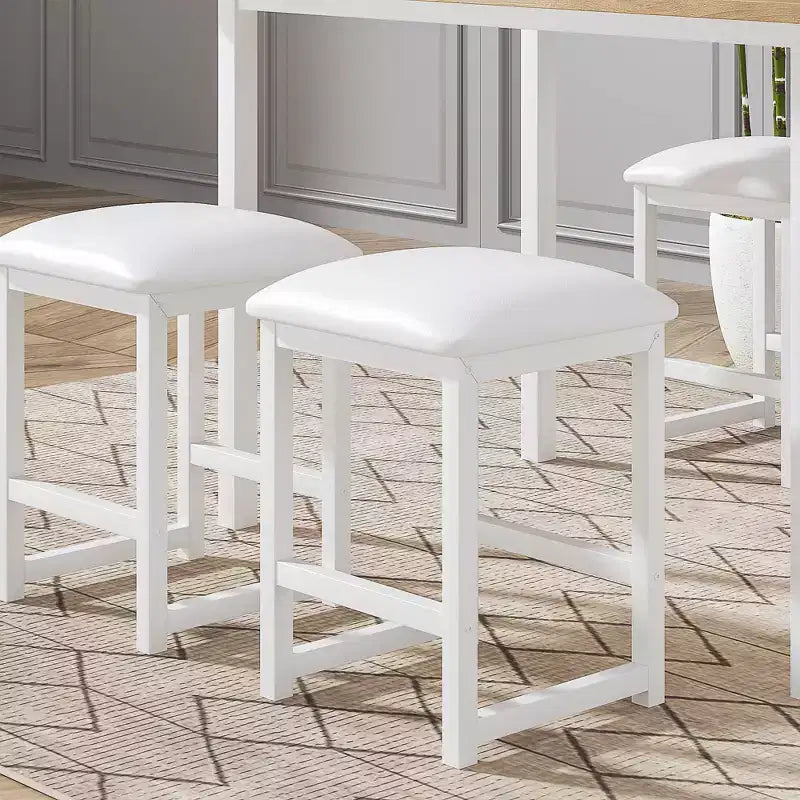 Ensemble Table et Chaises de Cuisine VECELO pour 4, Ensemble Salle à Manger avec Chaises/Tabourets en PU, Cadre Robuste pour Petits Espaces, Marron/Noir