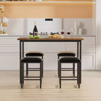 Ensemble Table et Chaises de Cuisine VECELO pour 4, Ensemble Salle à Manger avec Chaises/Tabourets en PU, Cadre Robuste pour Petits Espaces, Marron/Noir